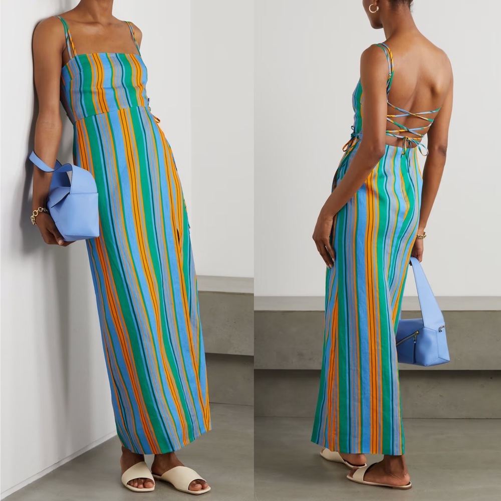 NWT STAUD Celestine Linen Stripe Dress 2